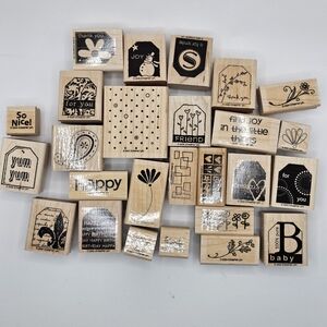 Stampin' UP! Wooden Stamp Set with Various Designs, Set Of 26, Plus Ink